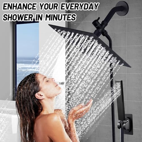 8 Rain Shower Head Combo with Matte Black Finish