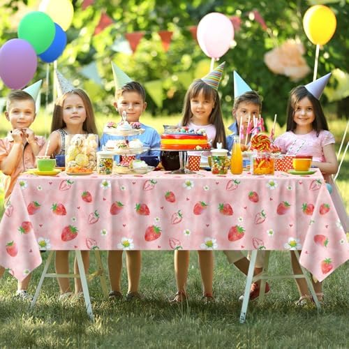 4 Pcs Strawberry Tablecloth Party Decor 86x51 Inch