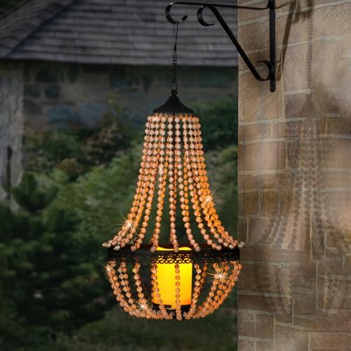 BAYN 27 Inch Battery Operated Clear Acrylic Beaded Chandelier