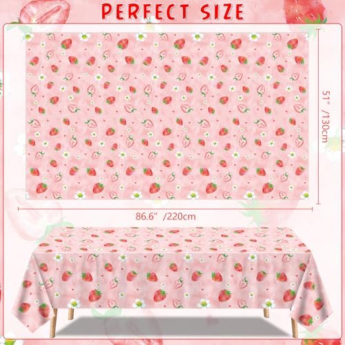 4 Pcs Strawberry Tablecloth Party Decor 86x51 Inch