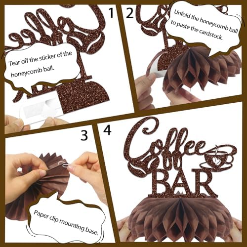 BOMXOI 8 Pcs Coffee Bar Honeycomb Centerpieces