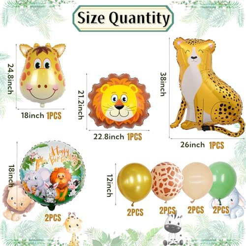 21PCS Jungle Safari Animal Balloons for Kids Party Decor