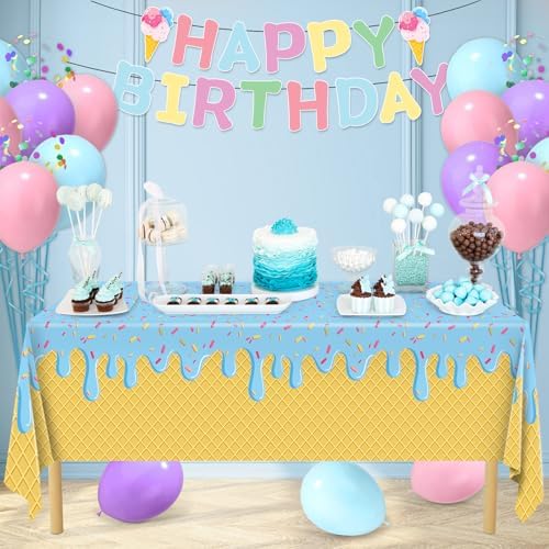 REDWORD Ice Cream Tablecloths 2PCS for Birthday Celebrations