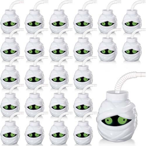 Umigy 24 Pcs Halloween Cups with Lids and Straws