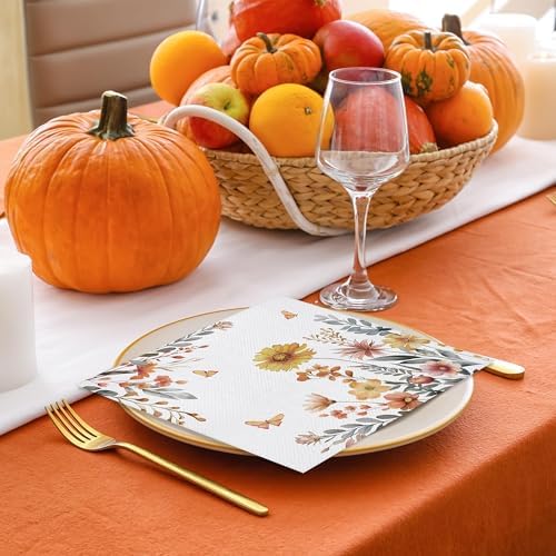Kochorie 100 Fall Flower Paper Napkins 13x13 Disposable for Parties