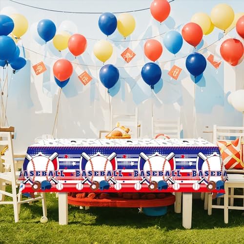 4-Pack Baseball Themed Tablecloths - 86 x 51 Inch Plastic Covers