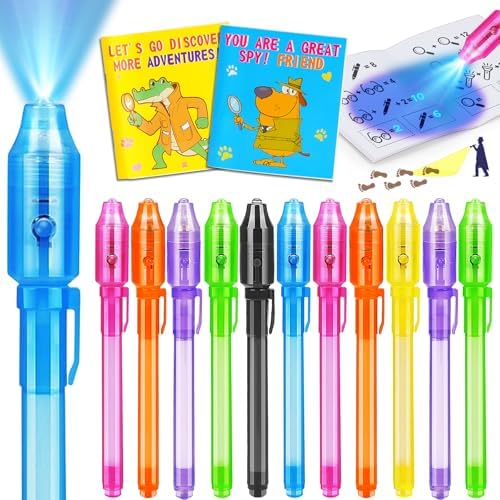 16PCS Invisible Ink Pen with UV Light and Notebook for Kids