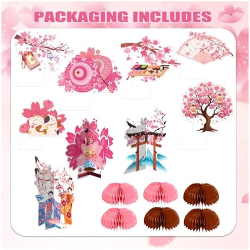 Cherry Blossom Honeycomb Centerpieces 9PCS for Party Decorations
