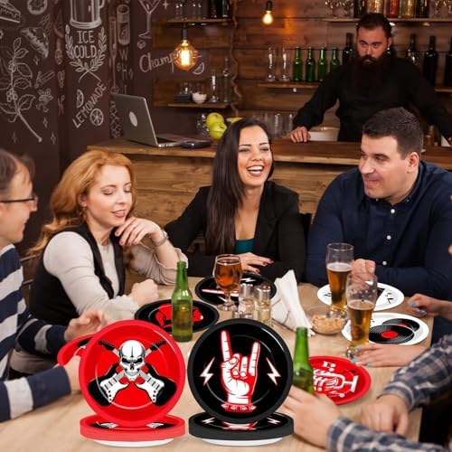 60Pcs Rock Music Party Paper Plates Set 9in