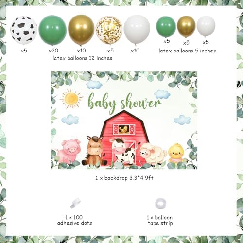 Sage Green Farm Animal Baby Shower Decorations