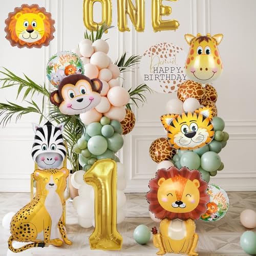 21PCS Jungle Safari Animal Balloons for Kids Party Decor