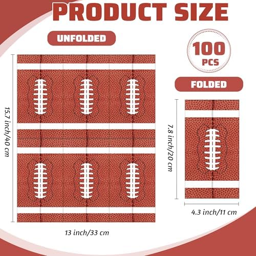 100 Piece Football Shape Disposable Napkins for Parties