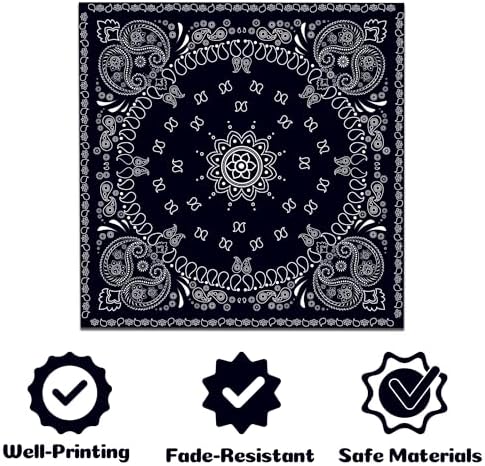 40Pcs Black Bandana Napkins Western Party Decor Set