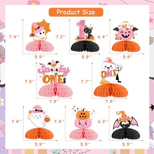 Cheereveal 8Pcs Halloween Birthday Honeycomb Centerpieces for Girls