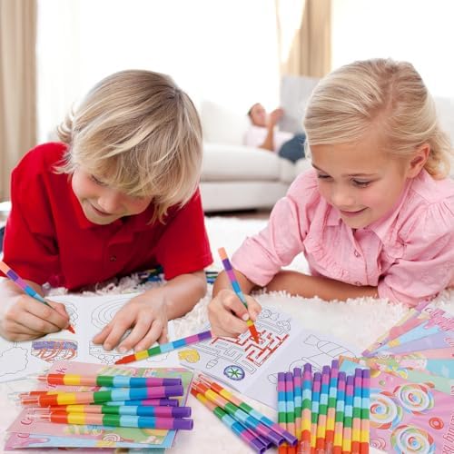 BenLouis 24 Mini Coloring Books with Stacking Crayons