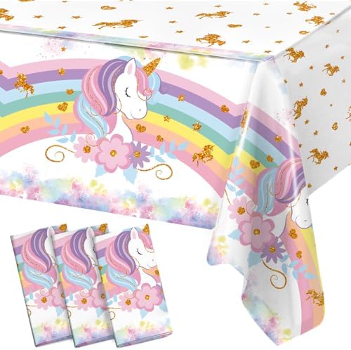 3PCS Unicorns Tablecloths Birthday Party Decor