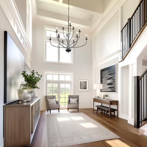 Black Chandelier 12 Light Modern Farmhouse Design