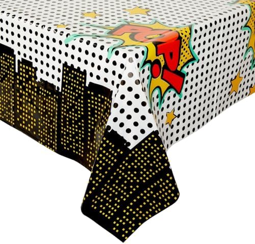 BLUE PANDA 3-Pack Superhero Tablecloths for Birthday Parties