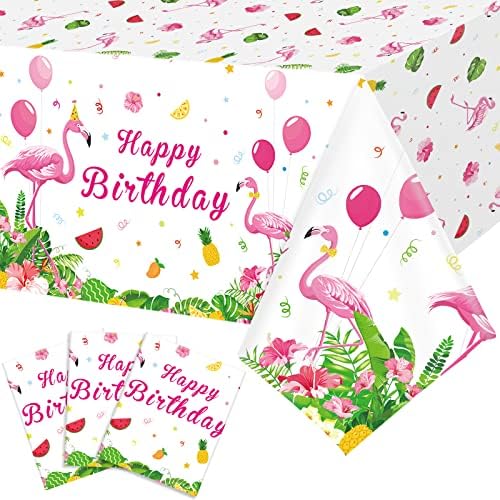 3 Pcs Happy Birthday Luau Party Tablecloth