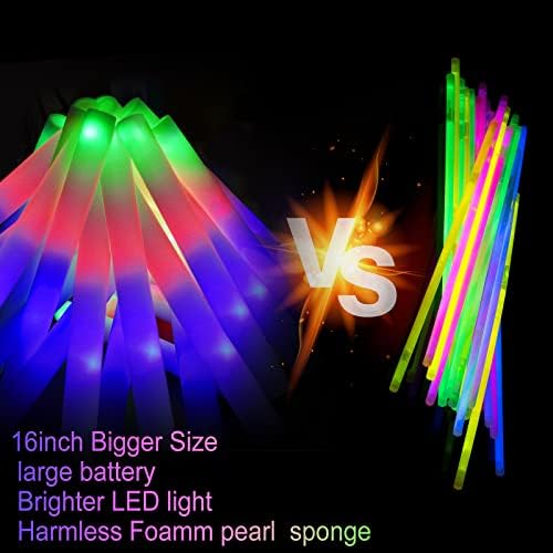 LifBetter 58Pcs Foam Glow Sticks with 3 Modes