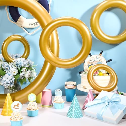 12 Pcs Cartoon Inflatable PVC Gold Rings Balloons