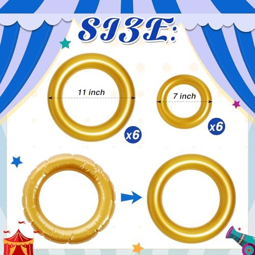 12 Pcs Cartoon Inflatable PVC Gold Rings Balloons
