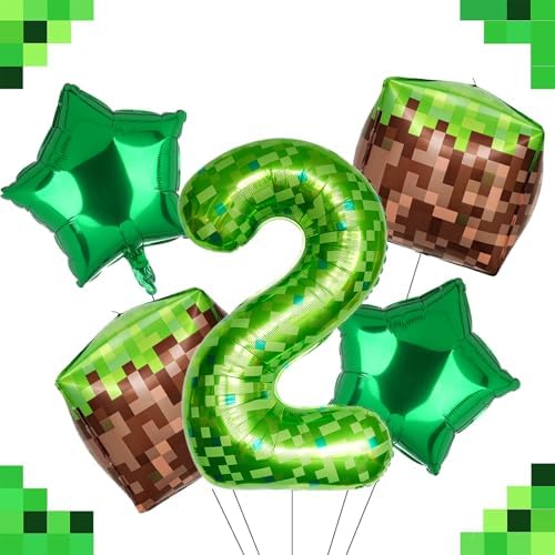 40 Inch Pixel Number 2 Foil Balloon Set of 5