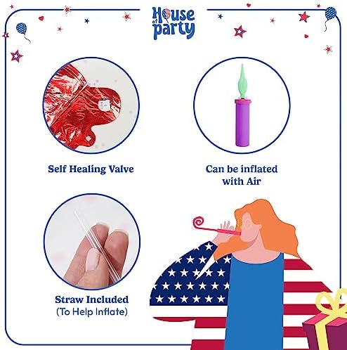 HOUSE OF PARTY 4th of July Decor Balloons Banner Set