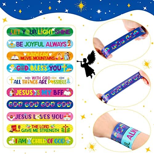 Frienda 40 Pcs Bible Verse Slap Bracelets for Kids