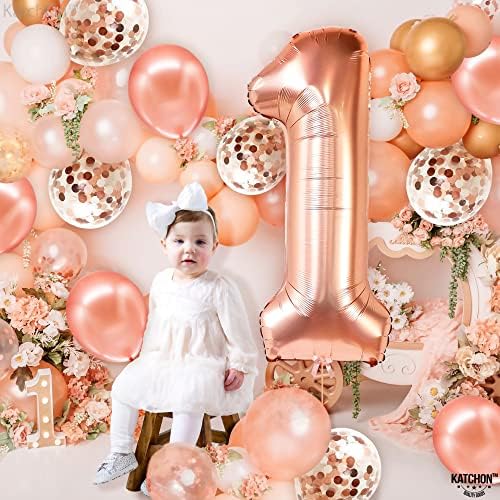 KatchOn Rose Gold 1 Balloon Banner Pack of 12