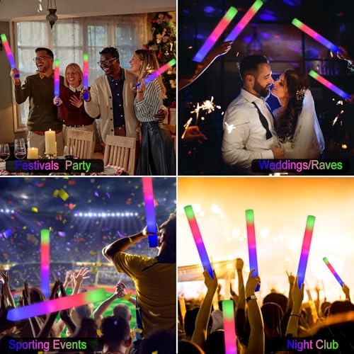 LifBetter 70 Pcs Foam Glow Sticks with 3 Modes
