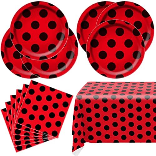Ladybug Party Tableware Set 20 Plates 20 Napkins Tablecloth