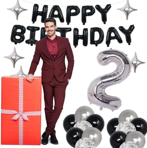 21st Birthday Black Silver Decorations with Balloons