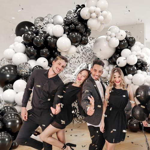 Black and White Balloon Arch Kit for Party Decorations