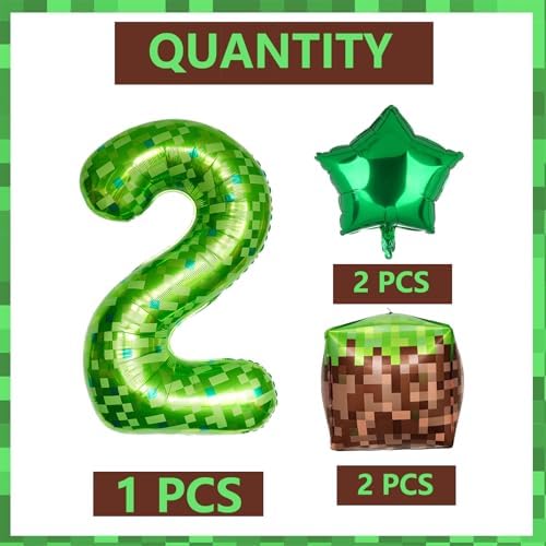 40 Inch Pixel Number 2 Foil Balloon Set of 5