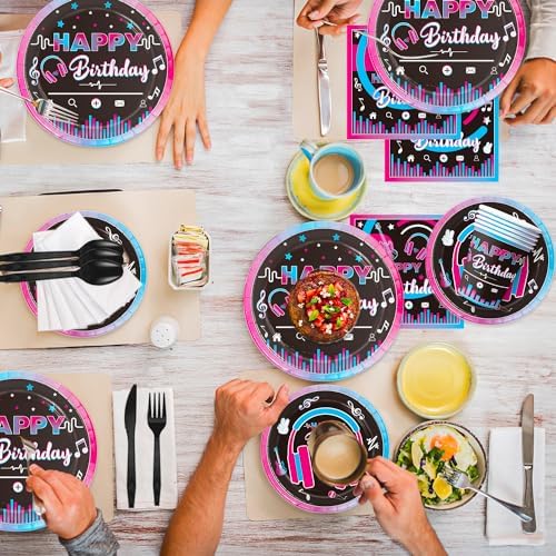 Qiyanpax 168Pcs Music Party Tableware Set for 24 Guests