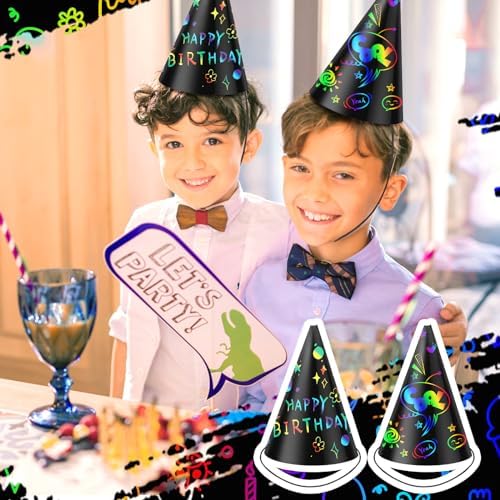 Lewtemi 108 Pcs DIY Scratch Party Hats Set