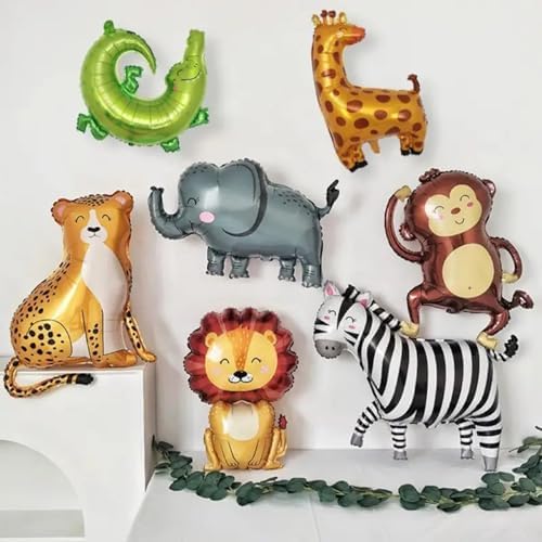 7pcs Jungle Safari Animal Balloons for Birthday Party Decor