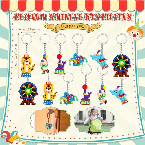 98 Pcs Circus Party Favors Set Slap Bracelets Keychains Stickers