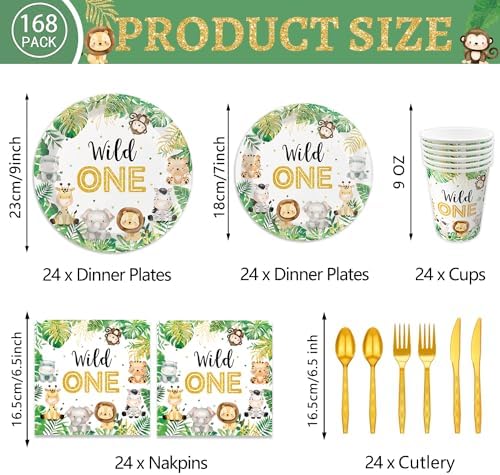 Jungle Safari Baby Shower Tableware Set for 24 Guests