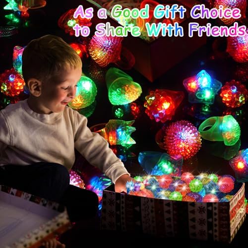 200 Pack LED Light Up Rings for Party Favors