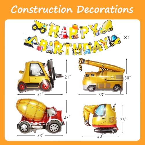 339 PCS Construction Birthday Party Supplies for 20 Guests