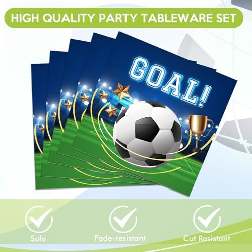 HiToJY 40 PCS Soccer Party Tableware Set Plates Napkins for 20 Guests