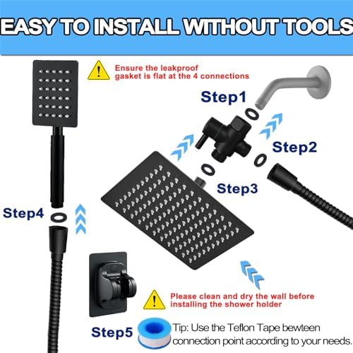 Black Shower Head and Handle Set All Metal