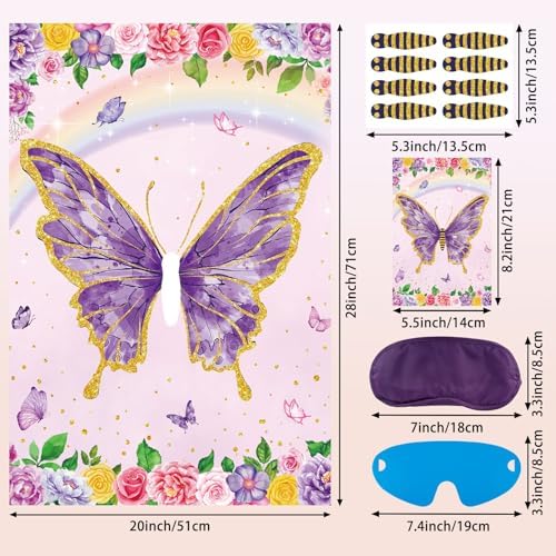 Pin The Tail Butterfly Game with 32 Pcs Tails