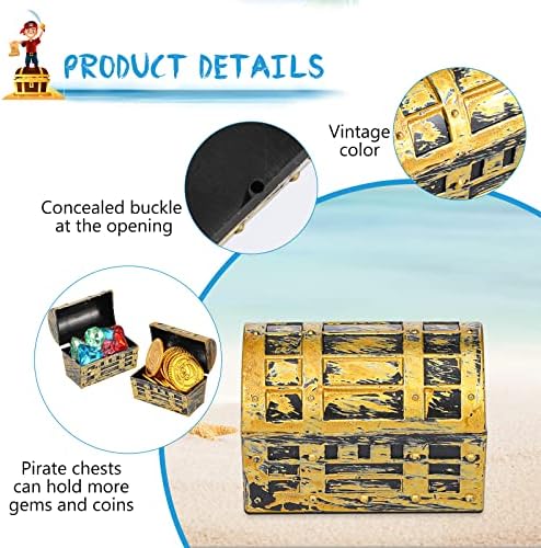 32 Piece Mini Pirate Treasure Chests with Gold Finish