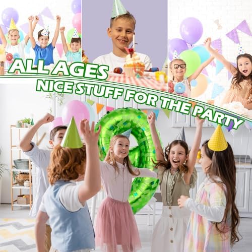 40 Inch Green Pixel Miner Theme Number Balloons