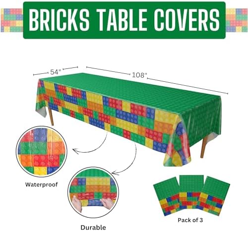 Blue Orchards Brick Table Covers Pack of 3 54x108 XL