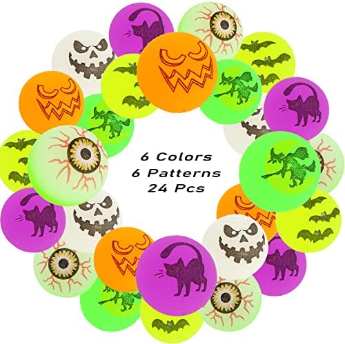 FINGOOO 24Pcs Halloween Bouncy Balls Glow in the Dark Party Favors