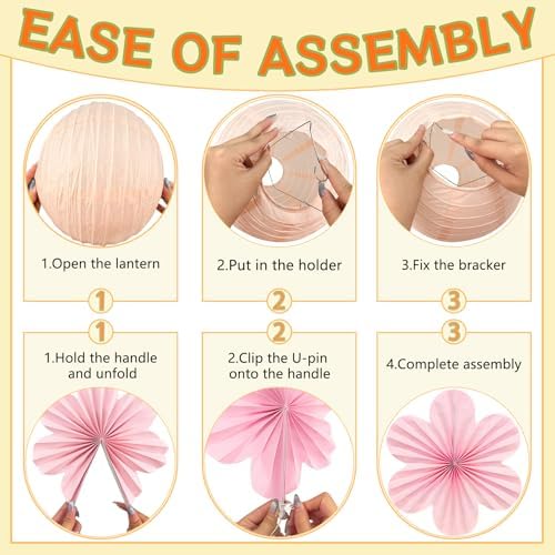 18 Pcs Autumn Pink and Orange Party Decorations Set
